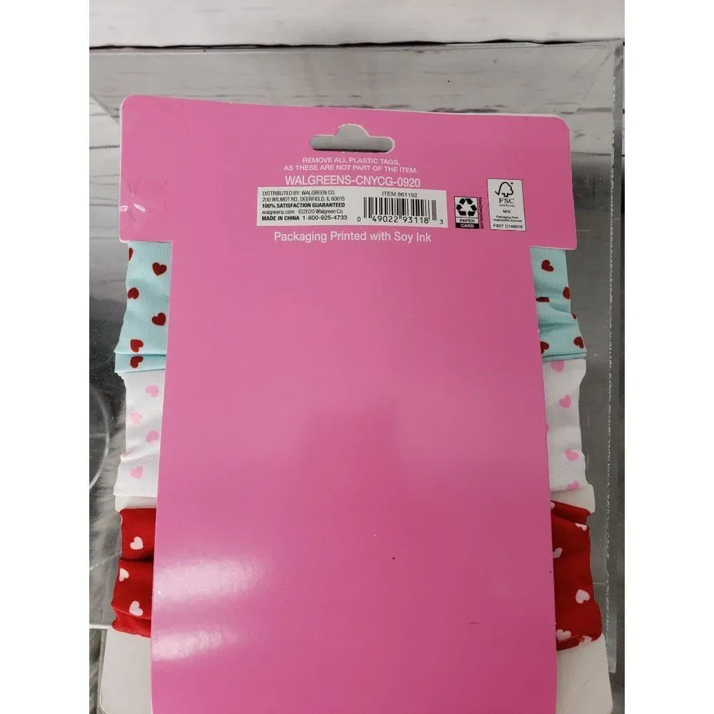 Infant Baby Soft Valentines Hearts Headband Bow 3‎ Pack heart pink blue red